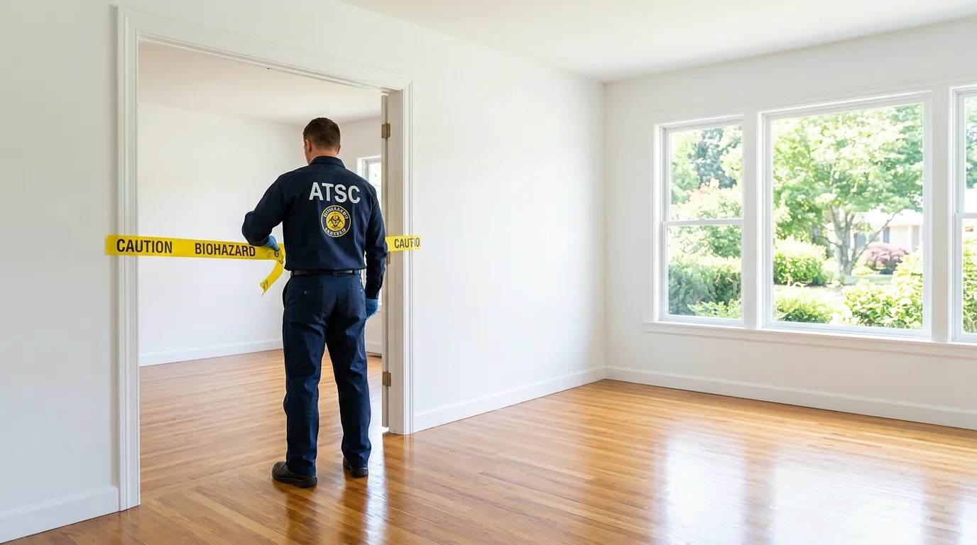 Certified biohazard cleanup crew performing Decomposition Cleanup in Sealy